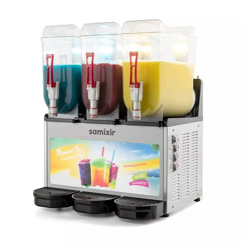 Samixir SLUSH36.IA Allure Triple Ice Slush Granita Milkshake ve Soğuk Meyve Suyu Dispenseri, 12+12+12 L, Inox - 1