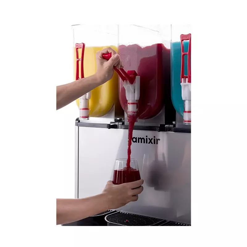 Samixir SLUSH36.IA Allure Triple Ice Slush Granita Milkshake ve Soğuk Meyve Suyu Dispenseri, 12+12+12 L, Inox - 4