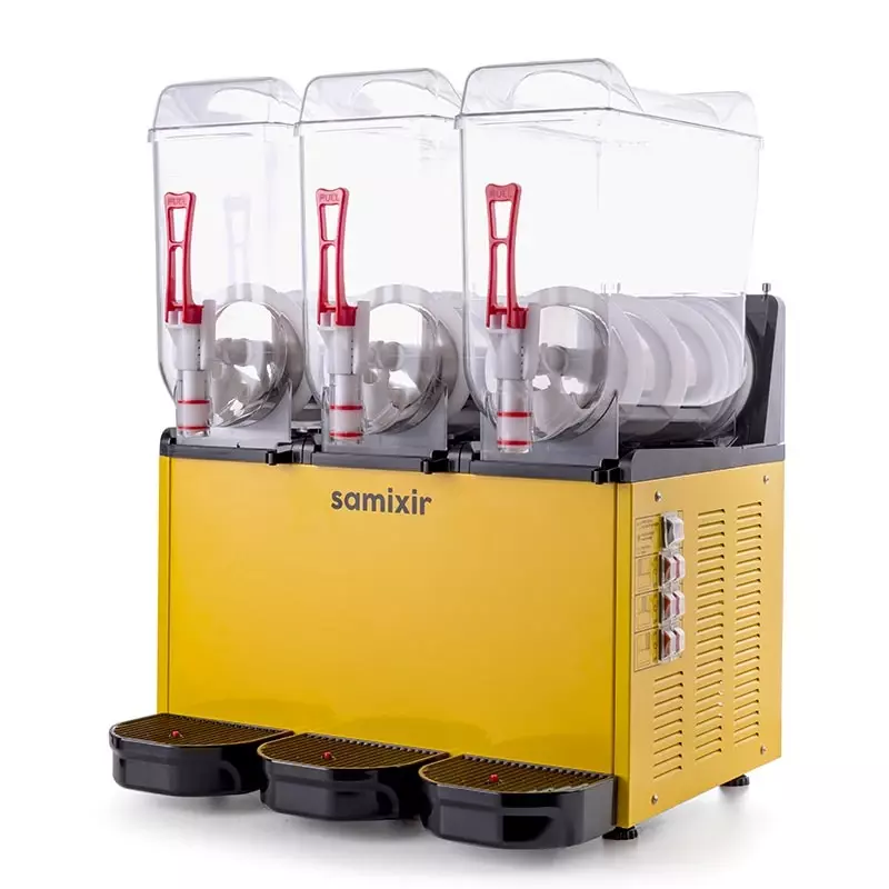 Samixir SLUSH36.Y Ice Slush Triple Milkshake Meyve Suyu Dispenseri, 12+12+12 L, Sarı - 3