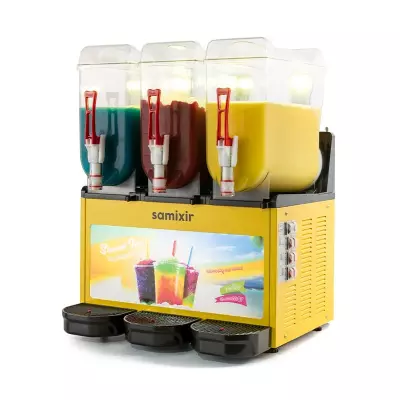 Samixir SLUSH36.YA Allure Triple Ice Slush Granita Milkshake ve Soğuk Meyve Suyu Dispenseri, 12+12+12 L, Sarı