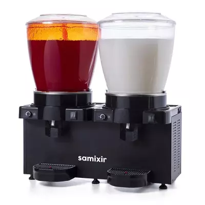Samixir SM44.AB Panaromik Analog Twin Soğuk İçecek Dispenseri, 22+22 L, Fıskiyeli ve Karıştırıcılı, Siyah