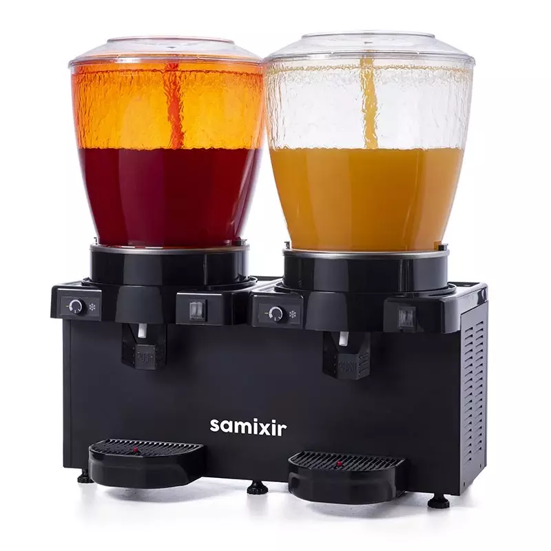 Samixir SS44.AB Panaromik Analog Twin Soğuk İçecek Dispenseri, 22+22 L, Fıskiyeli, Siyah - 1