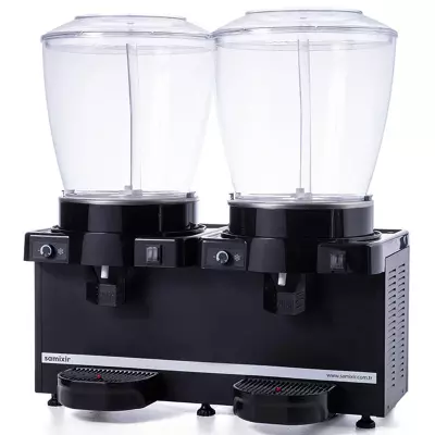 Samixir SS44.AB Panaromik Analog Twin Soğuk İçecek Dispenseri, 22+22 L, Fıskiyeli, Siyah - 2