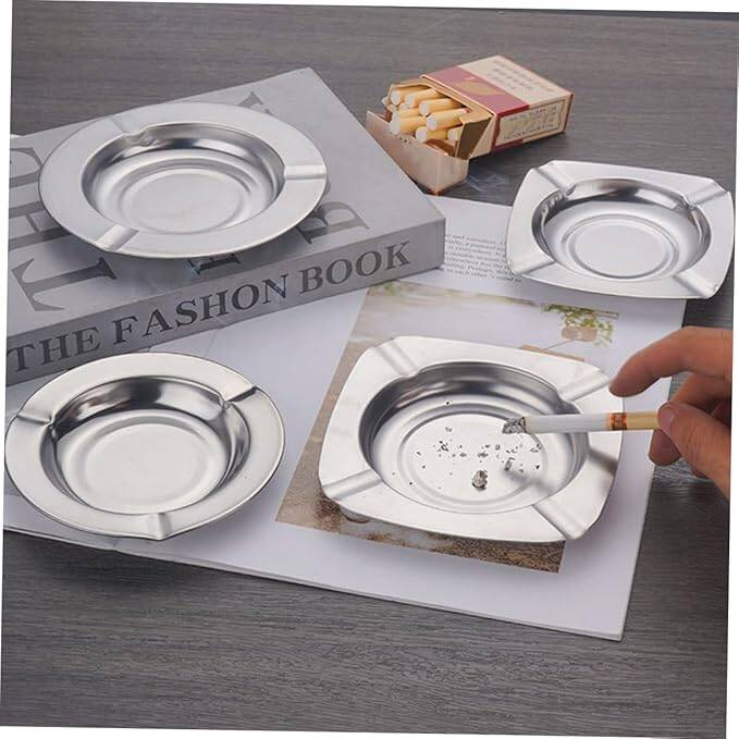 SmartChef Paslanmaz Çelik Masa Küllüğü Ev Ofis Araba Küllüğü Stili (11,5 cm) - 3