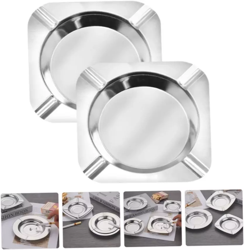 SmartChef Paslanmaz Çelik Masa Küllüğü Ev Ofis Araba Küllüğü Stili (11,5 cm) - 4