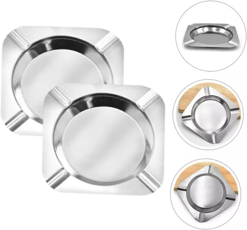 SmartChef Paslanmaz Çelik Masa Küllüğü Ev Ofis Araba Küllüğü Stili (11,5 cm) - 5