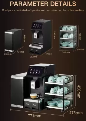 SmartChef Tam otomatik kahve makinesi - 1,3 kW - 10 inç dokunmatik ekran - süt buzdolabı dahil - 9