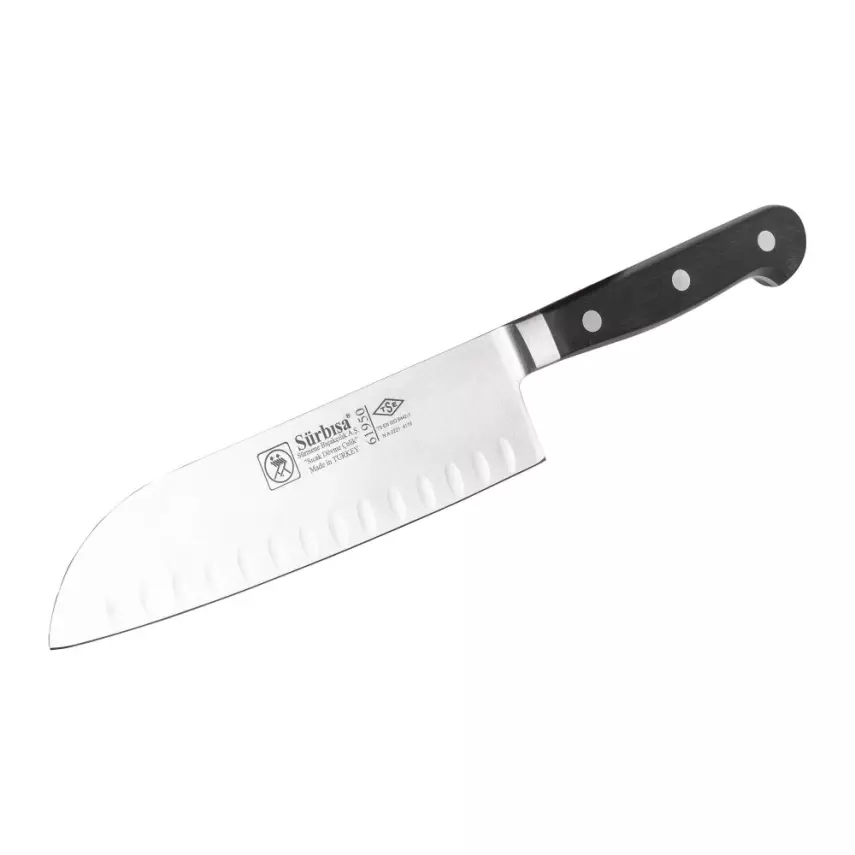 Sürmene Sürbisa 61950 Dövme Oluklu Santoku Şef Bıçağı 18 cm - 1