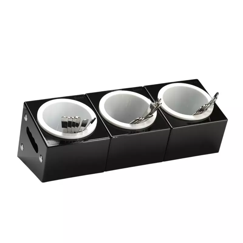 Zicco Polikarbon Çatal Kaşık Standı, 3 Gözlü, 48x18x18 Cm, Siyah, ZCP 390 - 1