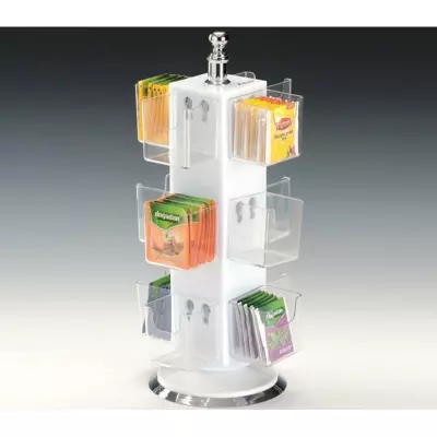 Zicco ZCP-651 Akrilik Döner Poşet Çay Standı 12 Bölmeli 36 cm Beyaz, ZCP 651